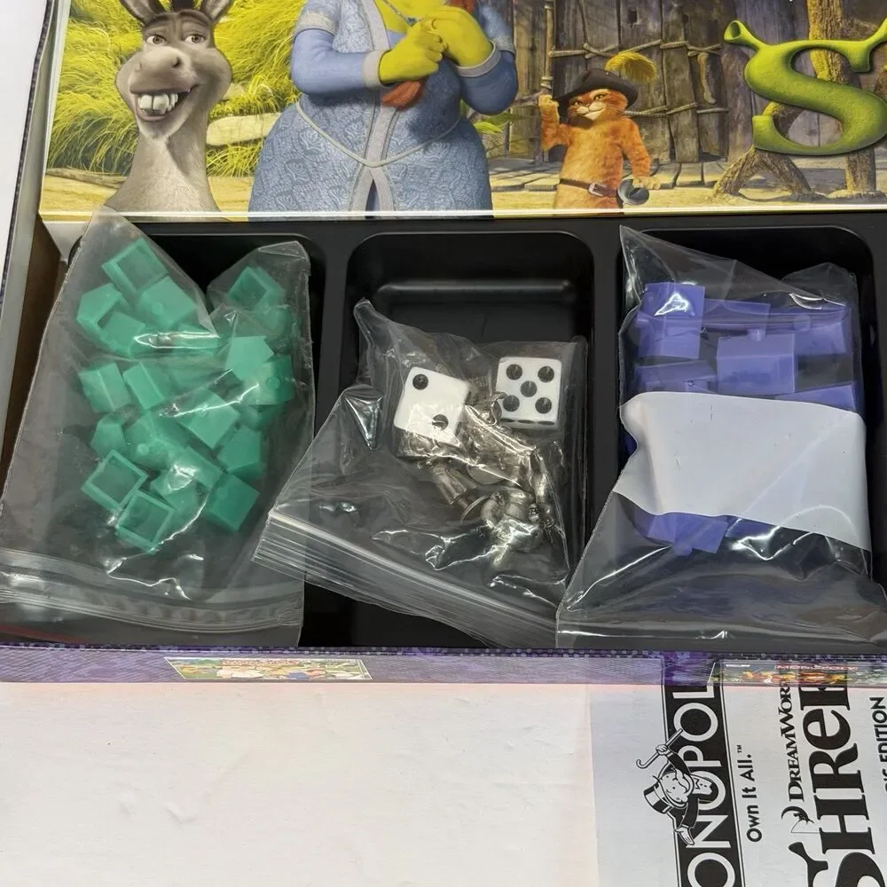 Shrek Monopoly Collector's Edition 2007 Complete 6 Pewter Tokens DreamWorks Game